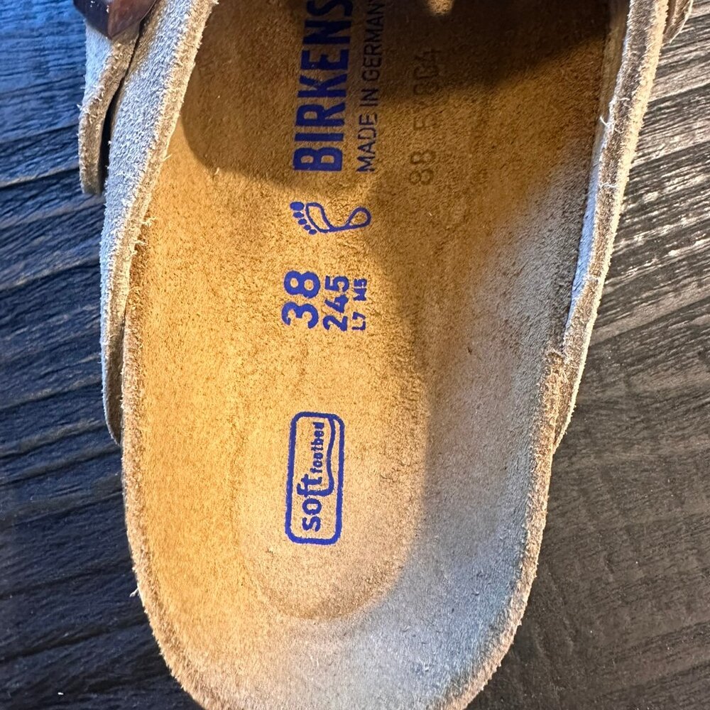 Birkenstock Boston Clog Taupe Suede Soft Footbed 38 US 7.5 8 NWT - Picture 4 of 10